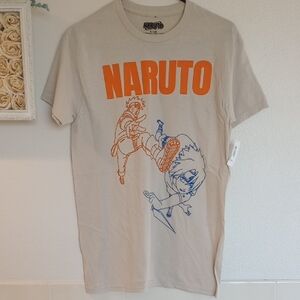 NWT Men And Women's Naruto Beige Graphic T-Shirt